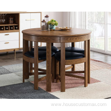 Round Dining Table Wooden Extendable Dining Walnut Table